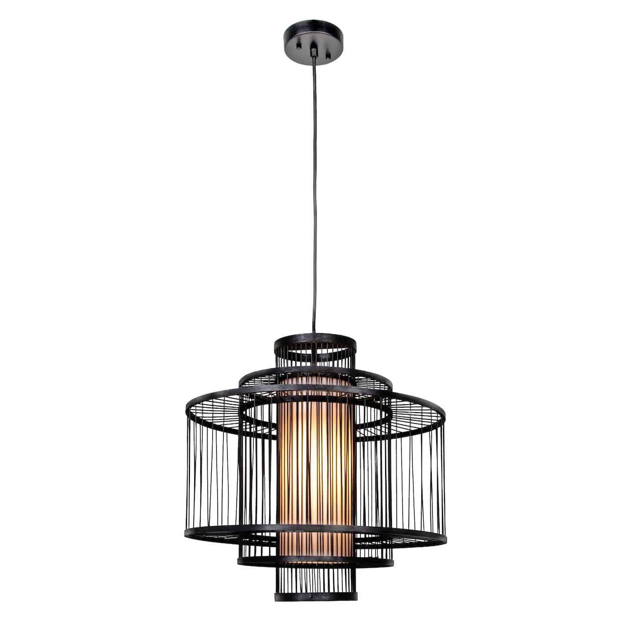 Hello Honey® 19.5" Boho Tiered Bamboo Chandelier